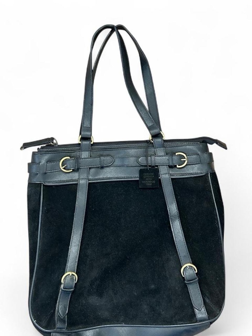 Isaac Mizrahi Black Suede Tote Bag